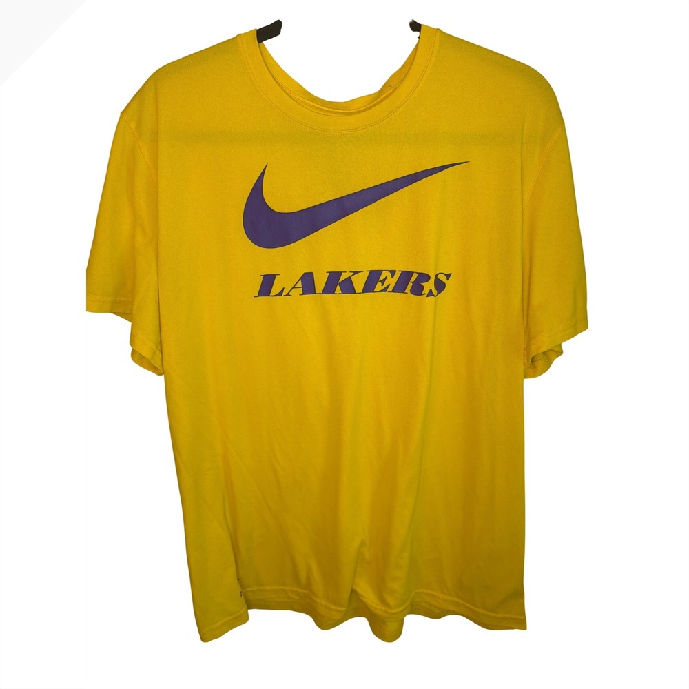 Nike Los Angeles Lakers Yellow‎ Dri Fit Athletic T Shirt Mens XL